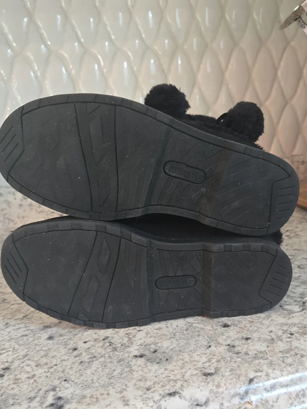 Women’s Black Faux Fur Winter Boots with Pom Detail